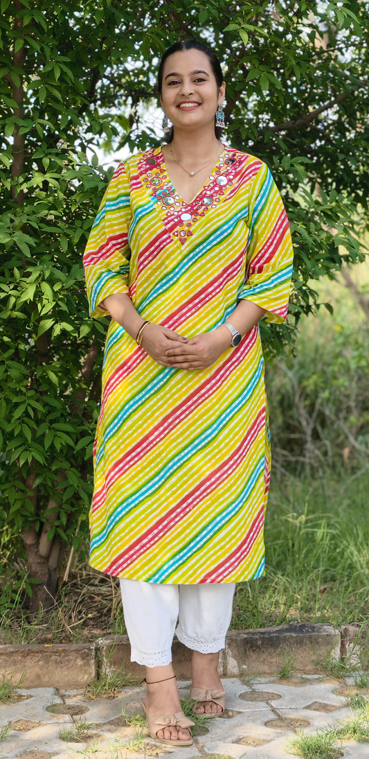 Rangrez Cotton Straight Kurta