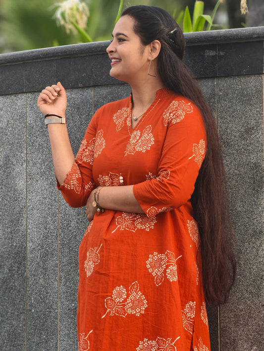 Kesariya Cotton Kurta Pant Co-ord Set