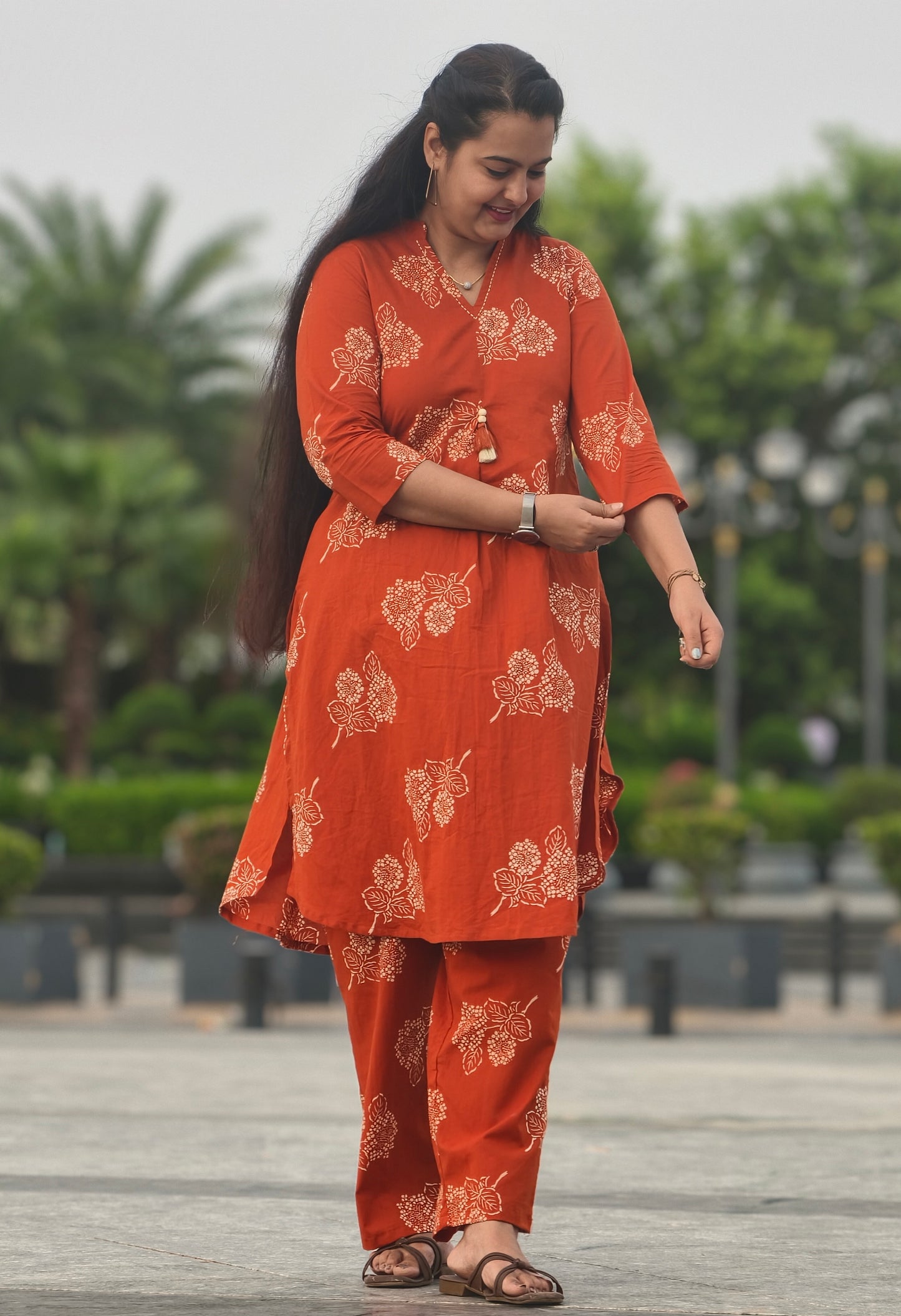 Kesariya Cotton Kurta Pant Co-ord Set